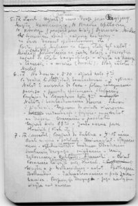 Jerzy Smoleński, fragment Dziennika wędrówki we wrześniu 1939 r. Arch. Nauki PAN i PAU, sygn. K III-170.